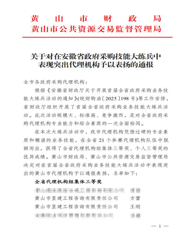 喜報(bào)！屯溪城建投公司參股企業(yè)昱建咨詢公司員工助力黃山代表隊(duì)斬獲省級(jí)大獎(jiǎng)